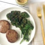 Gluten-free Beef Burgers and Roasted Broccolini