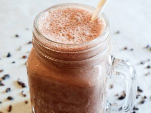 A protein shake made with collagen and cacao, which is so good for gut health.