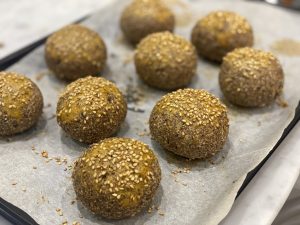 A tray of nutritious looking bread rolls made with an anti-inflammatory recipe.