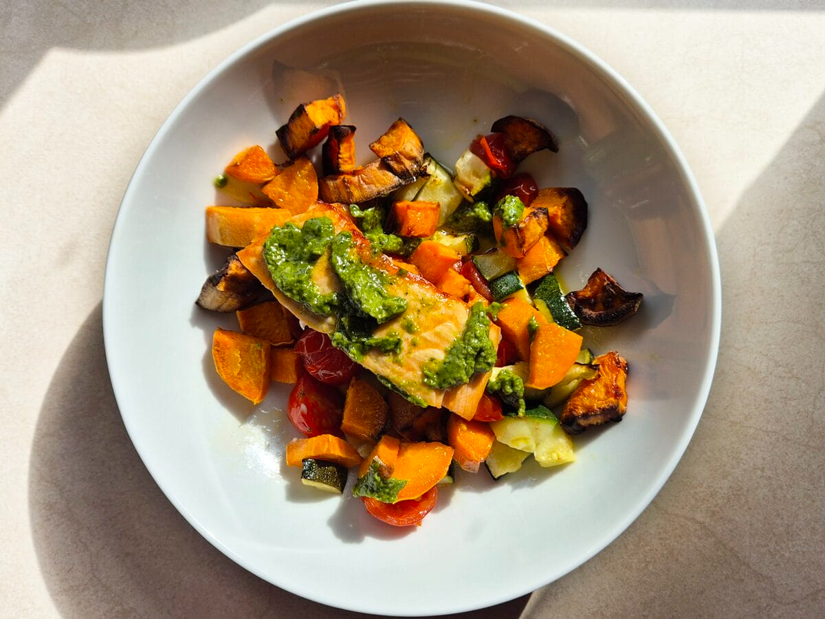 Pesto Salmon Traybake