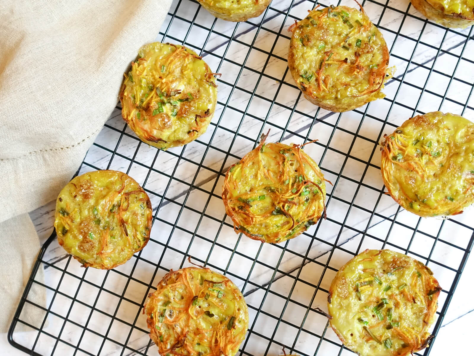 Egg Muffins with Sweet Potatoes, Carrots and Chives