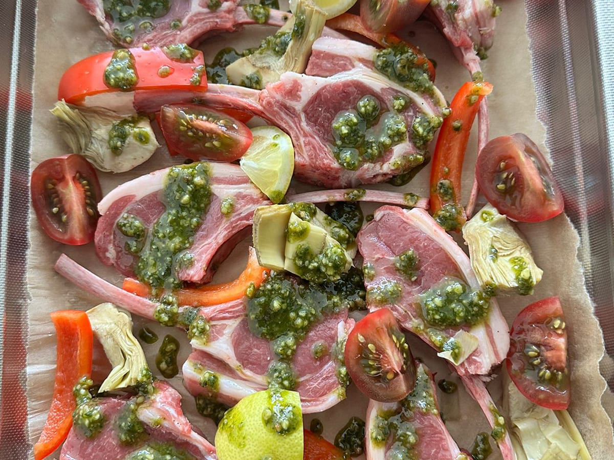 Pesto Lamb Traybake