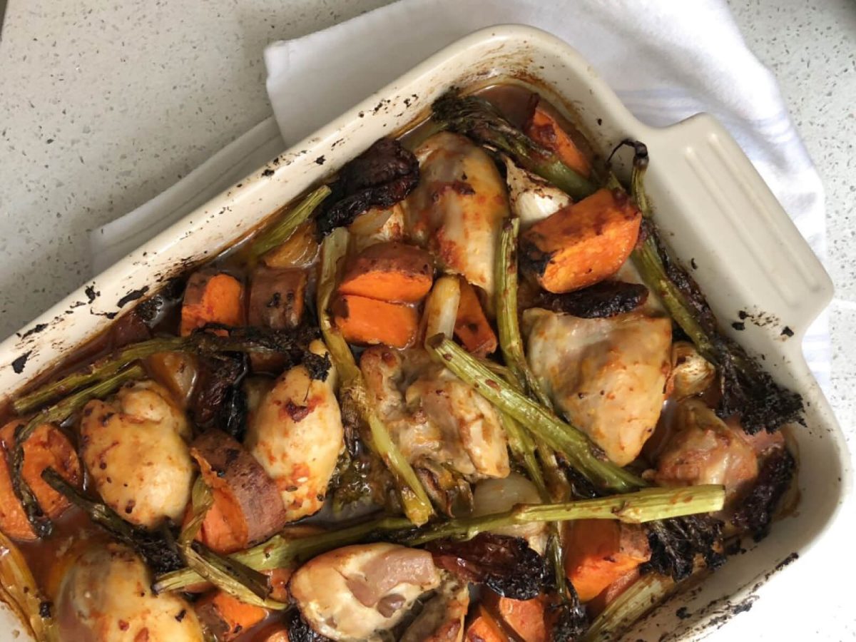 Tray Bake: Chicken, Sweet Potatoes, Broccolini