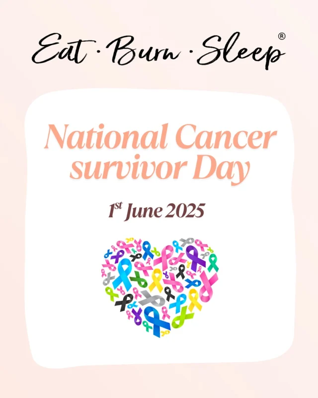 🎗️ National Cancer Survivors Day — June 1, 2025
Today, we honor the survivors—the fighters, thrivers, and the quiet warriors who chose healing every single day.

Surviving cancer isn’t just about treatment. It’s about what comes after: rebuilding biology, restoring balance, and supporting the body’s own defense systems.

🧬 Science shows that chronic inflammation plays a major role in cancer recurrence and overall health. At Eat Burn Sleep, we believe in empowering the body with daily tools that work with your biology—not against it.

🍽️ Eat to reduce inflammation
 🔥 Burn to energize and detoxify
 😴 Sleep to repair and regenerate

This is more than a lifestyle—it’s a long-term strategy for vibrant survivorship.

To every survivor: your story is proof that healing is possible—and powerful 💞🙏🏼

#CancerSurvivorsDay #InflammationRecovery #AntiInflammatoryLifestyle